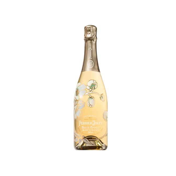 A bottle of Perrier-Jouët Belle Epoque Blanc de Blancs 2014