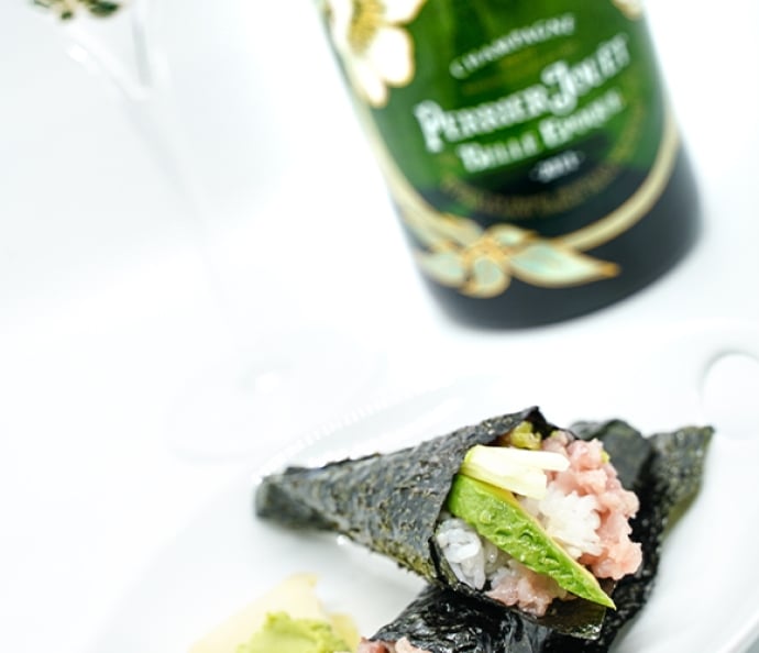 Tempura Shrimp with Yellowtail Handrolls