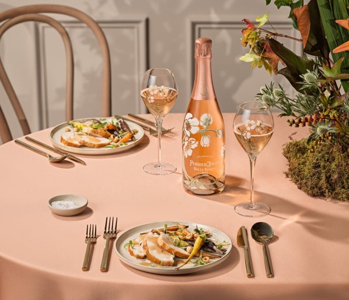 Perrier Jouët Roasted Thanksgiving Turkey Holiday Food Recipe paired with Perrier Jouët Belle Epoque Rose champagne